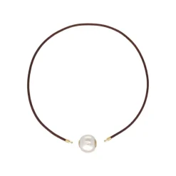 Majorica Collar Zindis Cuero 40Cm| Colgante Multiusos