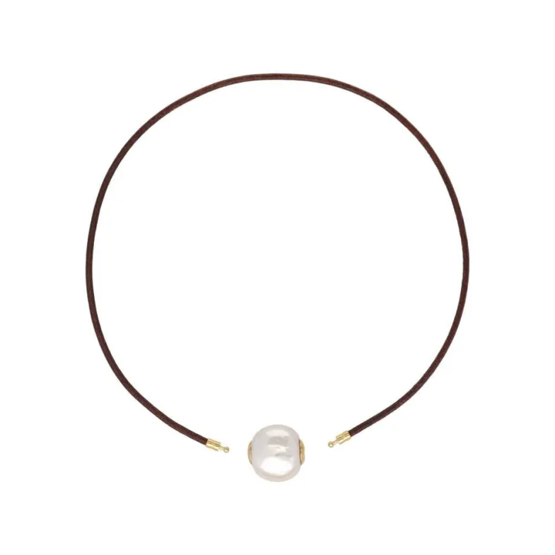 Majorica Collar Zindis Cuero 40Cm| Colgante Multiusos