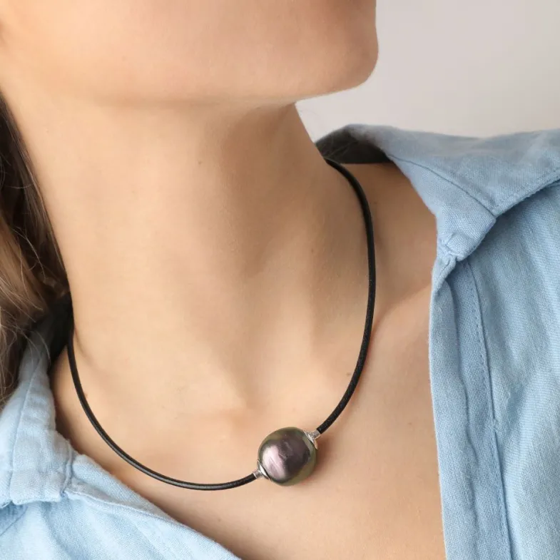 Majorica Collar Zindis Cuero 40Cm| Colgante Multiusos