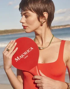 Majorica Earcuff Dorado Feme Con Perla Blanca Y Agata Verde| Pendientes Ear Cuff