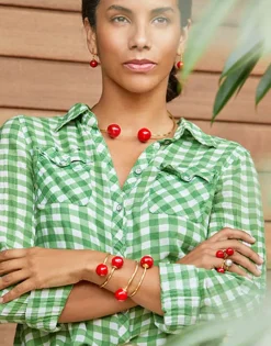 Majorica Gargantilla Ajustable Capri Con Cristal De Murano En Rojo| Gargantillas De Perlas