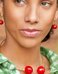 Majorica Gargantilla Ajustable Capri Con Cristal De Murano En Rojo| Gargantillas De Perlas