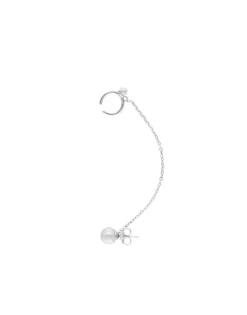 Majorica Pendiente Earcuff Dangle Con Perla Y Cadena Plata| Pendientes Ear Cuff