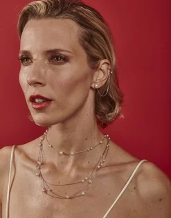 Majorica Pendiente Earcuff Dangle Con Perla Y Cadena Plata| Pendientes Ear Cuff