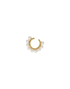 Majorica Pendiente Earcuff Kea Dorado Con Perlas Redondas| Pendientes Ear Cuff