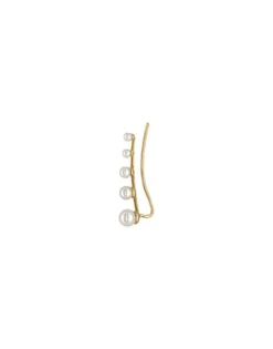 Majorica Pendiente Trepador Kea Dorado Con Perlas Redondas| Pendientes Ear Cuff