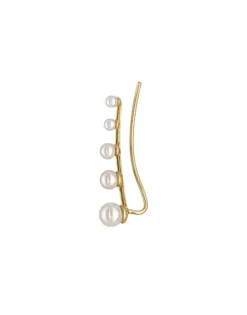 Majorica Pendiente Trepador Kea Dorado Con Perlas Redondas| Pendientes Ear Cuff