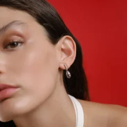 Majorica Pendientes Agora Con Perla Barroca Gris| Pendientes De Perlas Largos