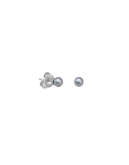 Majorica Pendientes Cies Plata Con Perla Gris 4Mm| Pendientes De Botón