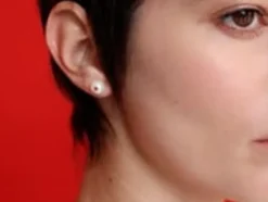 Majorica Pendientes Color Pop De Perla Redonda Blanca Y Circonita Naranja| Pendientes De Botón