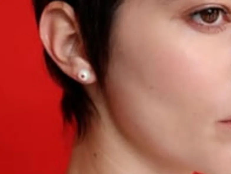 Majorica Pendientes Color Pop De Perla Redonda Blanca Y Circonita Naranja| Pendientes De Botón