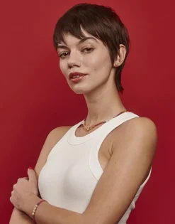 Majorica Pendientes Color Pop De Perla Redonda Blanca Y Circonita Naranja| Pendientes De Botón