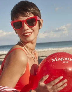 Majorica Pendientes Color Pop De Perla Redonda Blanca Y Circonita Naranja| Pendientes De Botón