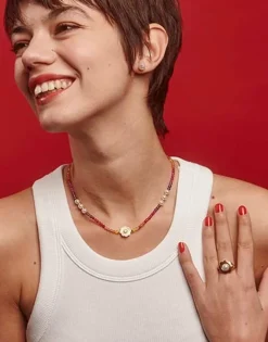 Majorica Pendientes Color Pop De Perla Redonda Blanca Y Circonita Magenta| Pendientes De Botón