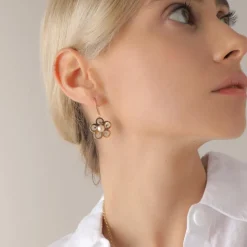 Majorica Pendientes Cortos Roxana Con Gancho Y Madreperla| Pendientes De Perlas Largos