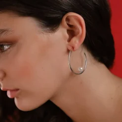 Majorica Pendientes De Aro Alba En Plata| Pendientes De Aro Con Perlas