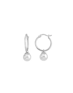 Majorica Pendientes De Aro Anneau De 26Mm En Plata Con Perla| Pendientes De Aro Con Perlas