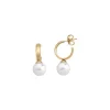 Majorica Pendientes De Aro Chara En Plata Dorada Con Perla| Pendientes De Aro Con Perlas