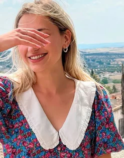 Majorica Pendientes De Aro Mediano Ada Con Perlas| Pendientes De Aro Con Perlas