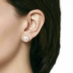 Majorica Pendientes De Perlas Blancas Mabe 12 Mm En Plata| Pendientes Cortos