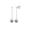 Majorica Pendientes Ilusion Plata Con Perla Gris 8Mm| Pendientes De Perlas Largos