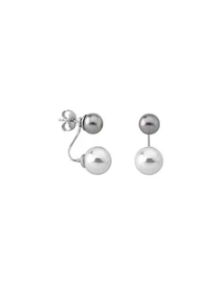 Majorica Pendientes Jour Plata Con Perlas Blanca Y Gris 8 Y 10Mm| Pendientes Cortos