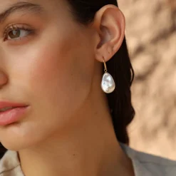 Majorica Pendientes Keila Con Perla Salvaje| Pendientes De Perlas Largos