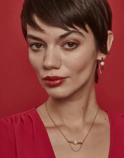 Majorica Pendientes Lagom En Acero Dorado Con Perla| Pendientes De Perlas Largos