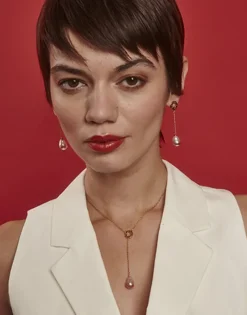 Majorica Pendientes Largos Luar Con Perlas Barrocas Bicolor Rubi| Pendientes De Perlas Largos