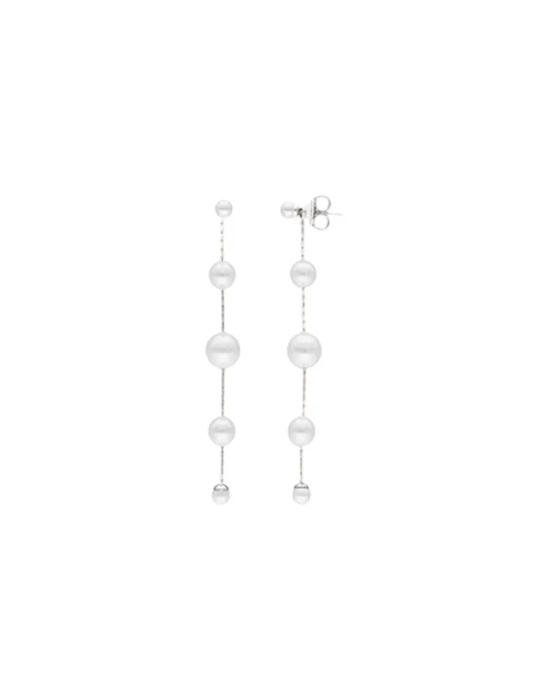 Majorica Pendientes Largos Plata Dangle Con Perlas Redondas| Pendientes De Perlas Largos
