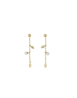 Majorica Pendientes Largos Romea En Plata Dorada Y Perlas| Pendientes De Perlas Largos