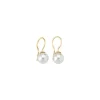 Majorica Pendientes Lyra Dorados Largos Con Perla Blanca 9Mm| Pendientes De Perlas Largos