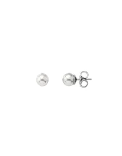 Majorica Pendientes Lyra Plata Con Perla Blanca 7Mm| Pendientes De Botón