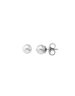 Majorica Pendientes Lyra Plata Con Perla Blanca 12Mm| Pendientes De Botón