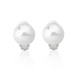 Majorica Pendientes Lyra Plata Con Perla Blanca 12Mm Y Cierre Omega| Pendientes Cortos