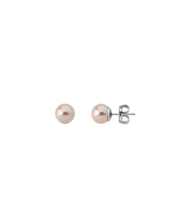 Majorica Pendientes Lyra Plata Con Perla Rosa 8Mm| Pendientes De Botón