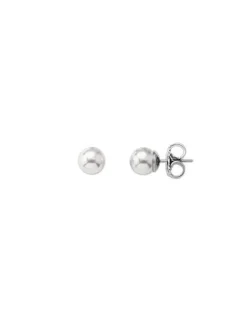 Majorica Pendientes Lyra Plata Con Perla Blanca 8Mm| Pendientes De Botón