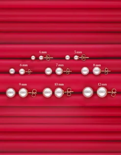 Majorica Pendientes Lyra Plata Con Perla Blanca 8Mm| Pendientes De Botón