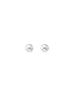 Majorica Pendientes Lyra Plata Con Perla Blanca 8Mm| Pendientes De Botón