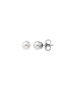 Majorica Pendientes Lyra Plata Con Perla Blanca 10Mm| Pendientes De Botón