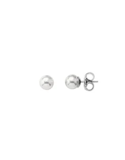 Majorica Pendientes Lyra Plata Con Perla Blanca 9Mm| Pendientes De Botón