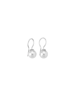 Majorica Pendientes Lyra Plata Largos Con Perla Blanca 9Mm| Pendientes De Perlas Largos