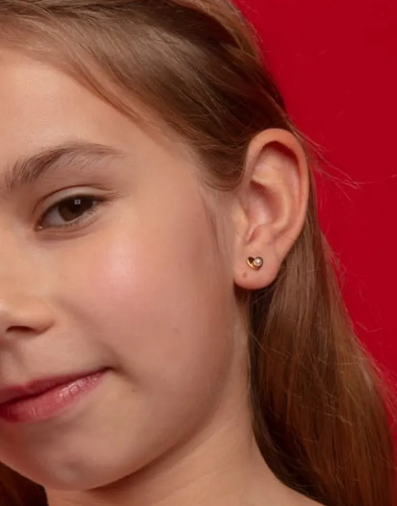 Majorica Pendientes Nina Pure Love Dorados| Pendientes Cortos