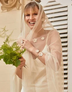 Majorica Pendientes Novia Santorini Bianco Flor Grande Nacarada Con Perlas| Pendientes Cortos