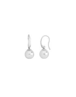 Majorica Pendientes Nuada Plata Con Perla Blanca 10Mm| Pendientes De Perlas Largos