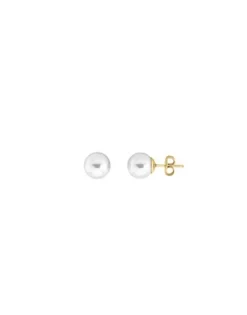 Majorica Pendientes Oro 18K Taylor Con Perla Blanca 8Mm| Pendientes Para Bebé