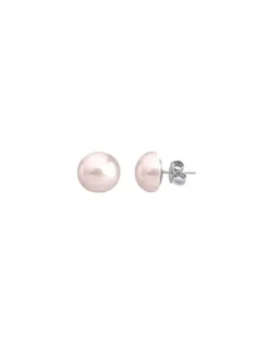 Majorica Pendientes Plata Con Perla Mabe Rose 12Mm| Pendientes Cortos