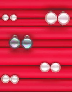 Majorica Pendientes Plata Con Perla Mabe Blanca 8Mm| Pendientes Cortos