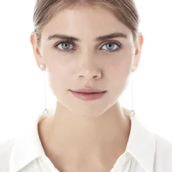 Majorica Pendientes Rosa Perlas Blancas De 8 Y 10Mm| Pendientes De Perlas Largos