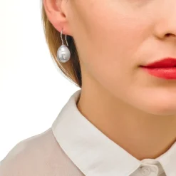 Majorica Pendientes Tender Plata Con Perla Barroca Blanca 12Mm| Pendientes De Perlas Largos